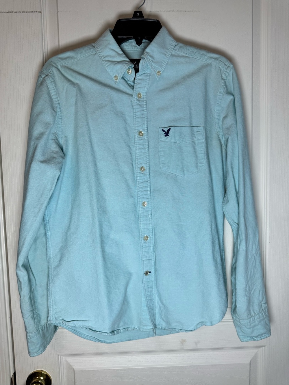 American Eagle Outfitters Light Blue Long-Sleeve Button-Down Shirt